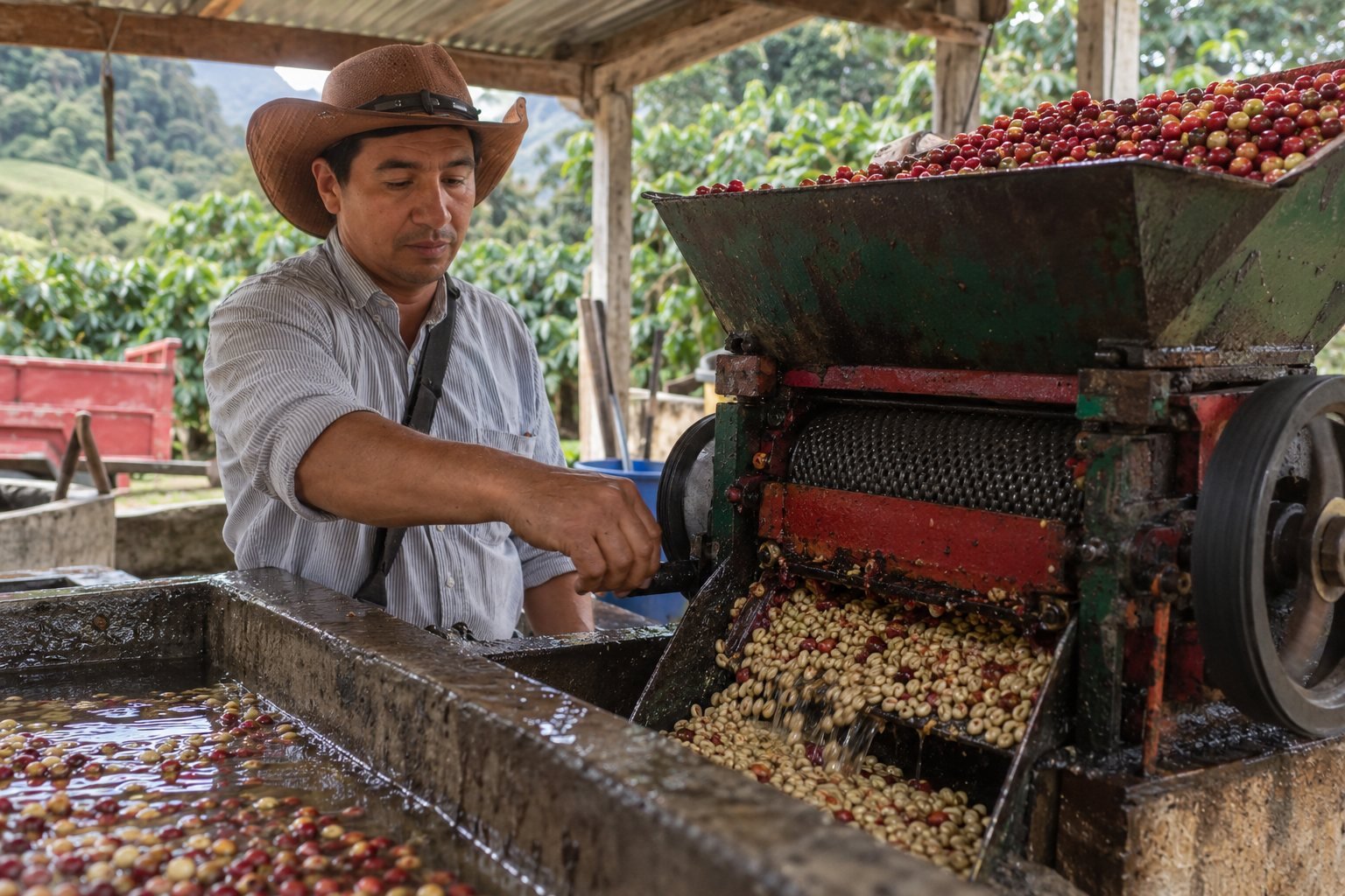 Despulpado y beneficio del café en finca